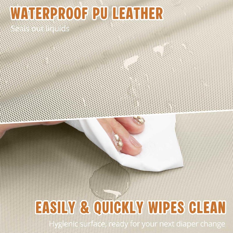 JVEOO Vegan Leather Baby Changing Pad, Waterproof & Wipeable Soft Diaper Changing Mat 32â€œ x 16.6" Comfortable Infant Changing Station for Dresser & Table - Image 2