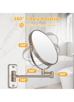 Ru syanl Wall Mounted Makeup Mirror 10x Magnification 8inch Two-Sided Swivel Extendable Bathroom Mirror  - Image 3