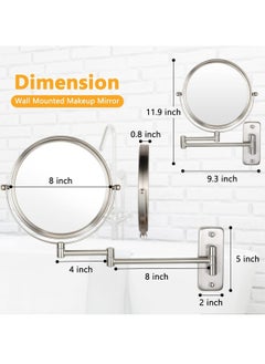 Ru syanl Wall Mounted Makeup Mirror 10x Magnification 8inch Two-Sided Swivel Extendable Bathroom Mirror  - Image 4