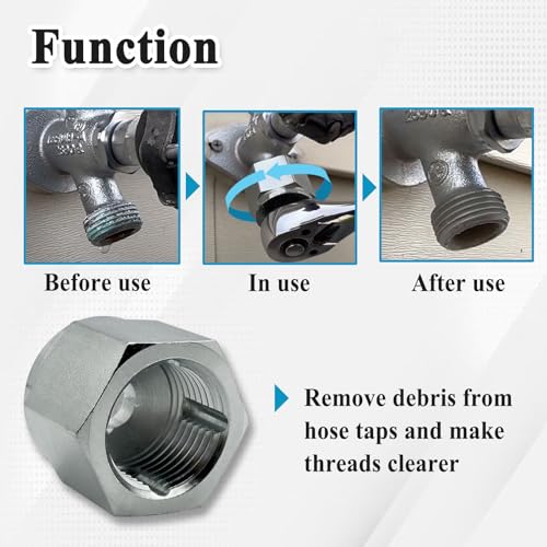 Ebrmeiwo 05265 Thread Clean Adapter for Household Outdoor Faucets, Clean Wrench Tool, Silver - Image 4