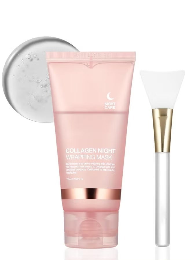 Collagen Overnight Wrapping Peel Off Facial Mask Pack - Elasticity & Hydration Care, Reduces Sagging & Dullness - Hydrolyzed Collagen For Glowing Skin - Korean Skin - Image 1