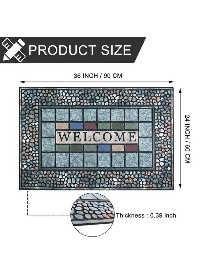 CHICHIC Rectangle Entrance Door Mat Large 24 x 36 Inch Entry Way High Traffic Area Doormat Front Door Rugs Outdoors Heavy Duty Welcome Mat, Non Slip Rubber Back Low Profile for Garage - Image 2