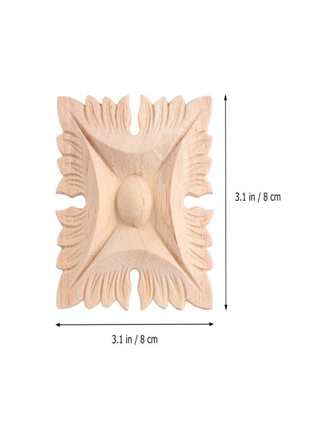 BESPORTBLE Solid Wood Furniture Decals - 4 Pcs Vintage Square Carved Appliques 3.14 X 3.14 in Decorative Onlays for Walls Cabinets and Doors - Image 3