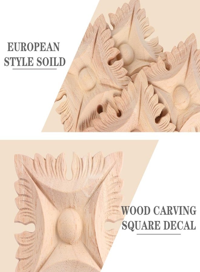 BESPORTBLE Solid Wood Furniture Decals - 4 Pcs Vintage Square Carved Appliques 3.14 X 3.14 in Decorative Onlays for Walls Cabinets and Doors - Image 4