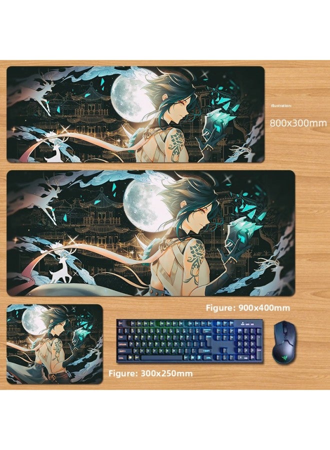Unlocked Genshin Impact Mouse Pad Extra Large Animation Kamisato Ayaka Thunder General Two-Dimensional Keyboard Computer Game-Color:90x40cm Thickness 3mm-Pattern:YS07  - Image 1