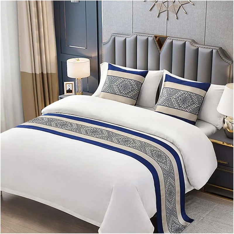 Bed Runner Embroidery Bed Flag Throw for Hotel Home Wedding Bedding Decoration Bed Tail Towel Pillowcase,Color-17-50x50 Pillowcase 2pc - Image 1