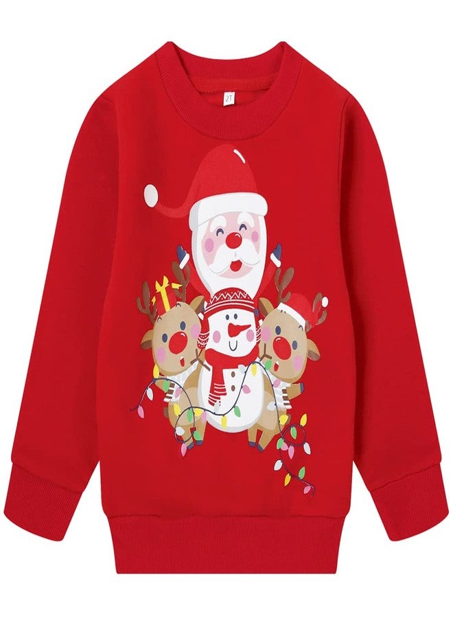 RETSUGO Kids Christmas Outfits Toddler Chritmas Sweater Crewneck Fleece Pullover Baby Boys Holiday Graphic Sweatshirt 3T/8161 - Image 1