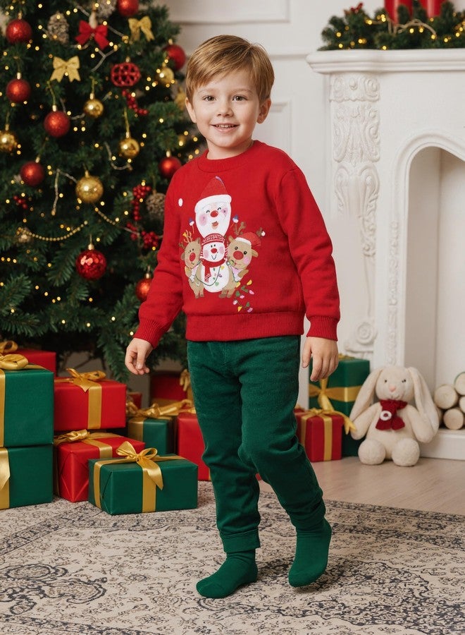 RETSUGO Kids Christmas Outfits Toddler Chritmas Sweater Crewneck Fleece Pullover Baby Boys Holiday Graphic Sweatshirt 3T/8161 - Image 4