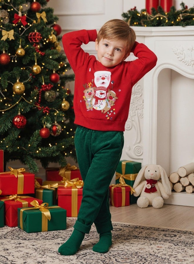 RETSUGO Kids Christmas Outfits Toddler Chritmas Sweater Crewneck Fleece Pullover Baby Boys Holiday Graphic Sweatshirt 3T/8161 - Image 3