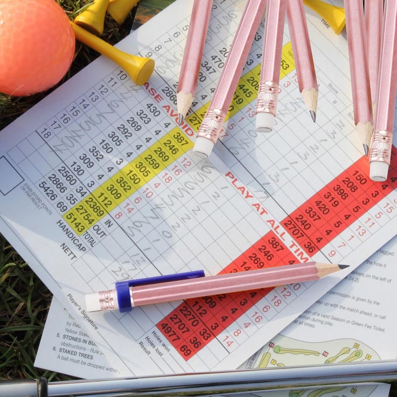 Outus 72 Pieces Golf Pencils Half Pencils with Eraser Mini Bulk Short #2 HB Pre Sharpened for Bridal Shower Wedding Office (Rose Gold) - Image 5