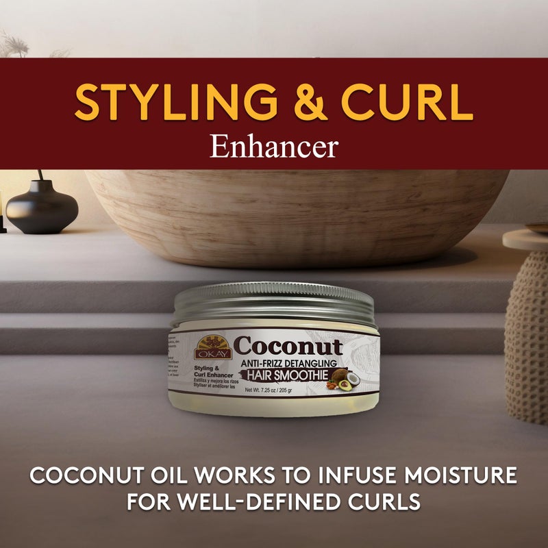 Okay coconut anti frizz detangling hair smoothie 7.25 ounce, Beige, 7.25 Ounce - Image 2