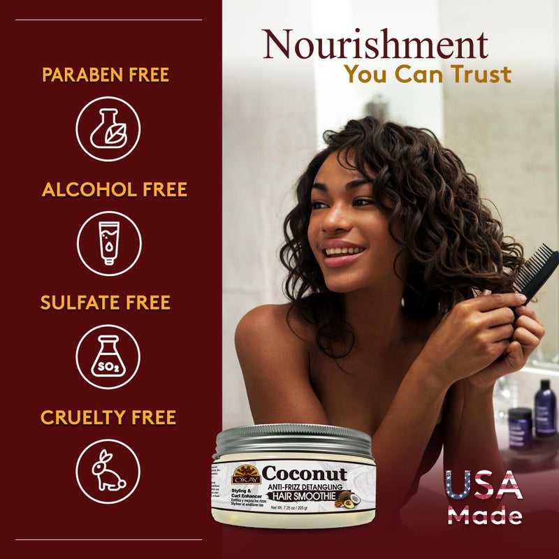 Okay coconut anti frizz detangling hair smoothie 7.25 ounce, Beige, 7.25 Ounce - Image 5