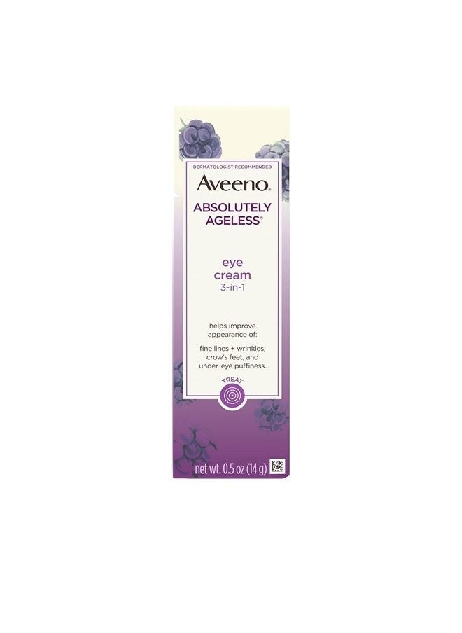 Aveeno - Absolutely Ageless 3-in-1 Under Eye Dark Circle & Anti-Wrinkle Cream with Antioxidant-Rich Blackberry Complex, Vitamins C & E, Hypoallergenic, Non-Comedogenic & Non-Greasy, 0.5 oz (Pack of 2) - Image 1