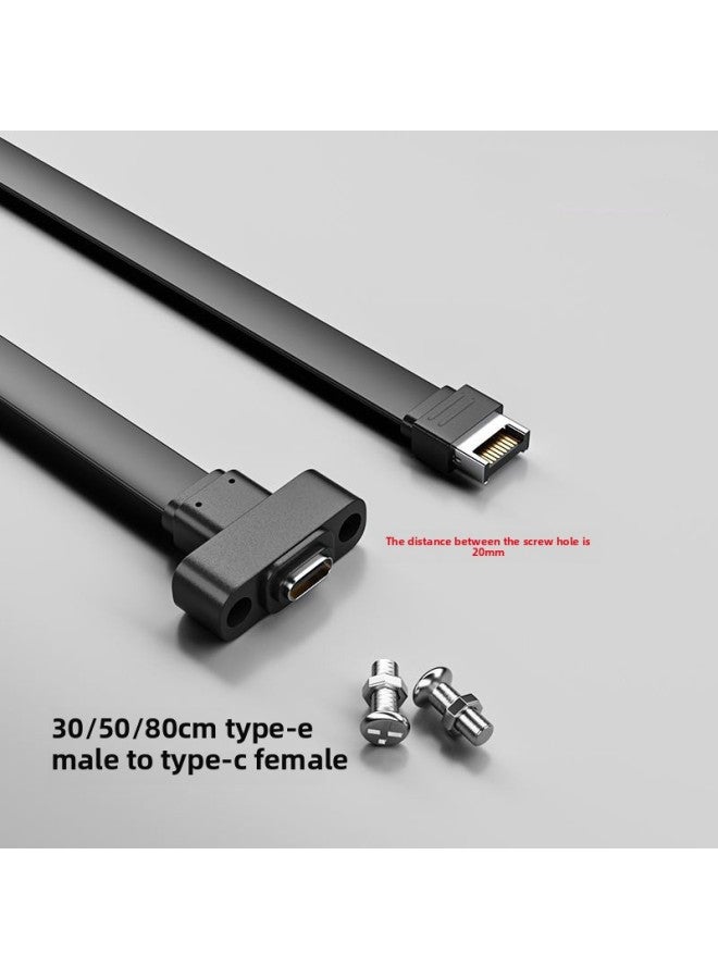 خط حاجز USB3.1 من TYPE-E إلى TYPE-C خط مسطح قصير أمامي 10 جيجابت في الثانية C أنثى هيكل PCI بت خط مسطح اللون: مع فتحة لولبية (تباعد 20 مم) 80 سم  - Image 5