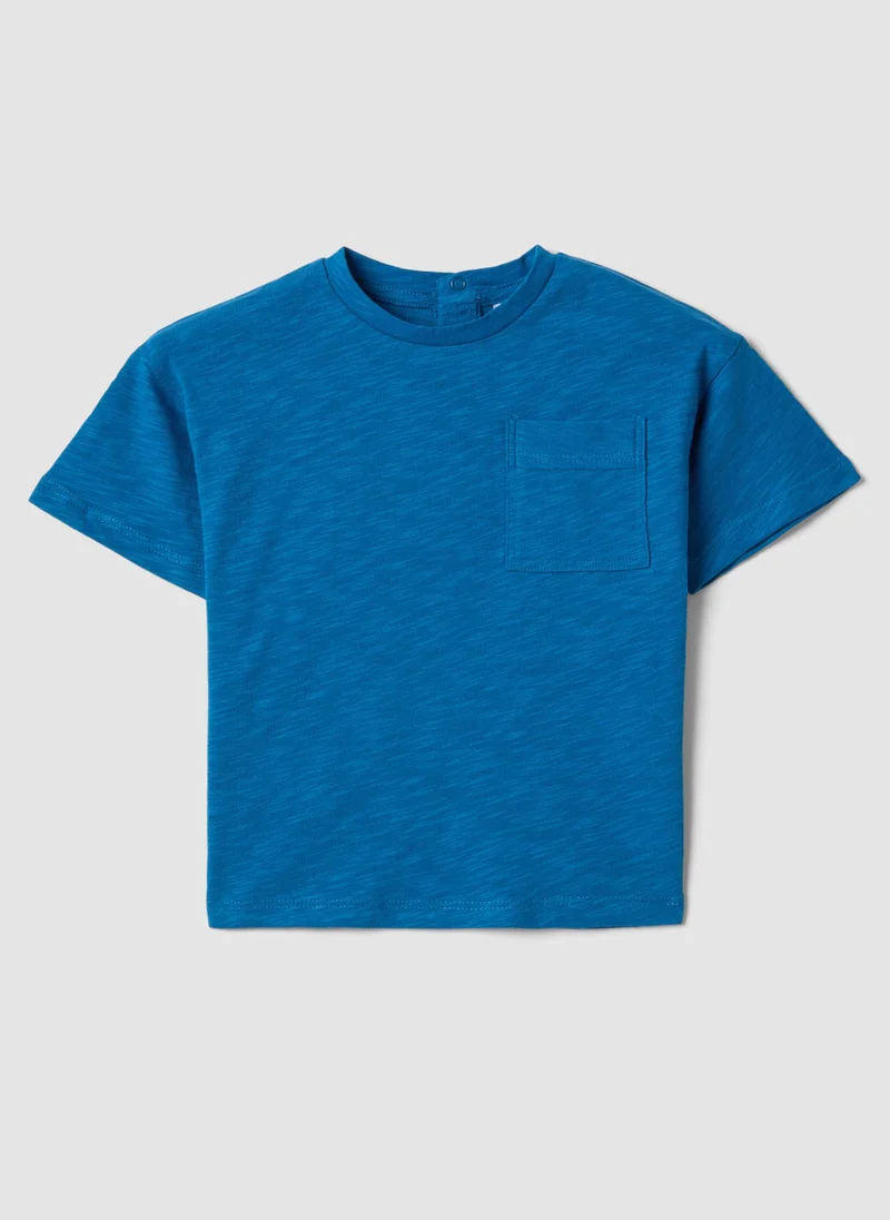 او في اس OVS Children'S Regular Fit Pure Cotton Blue T-Shirt With Pocket
