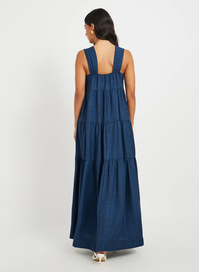 Take Two Tiered Denim Maxi Dress