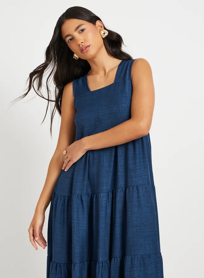 Take Two Tiered Denim Maxi Dress