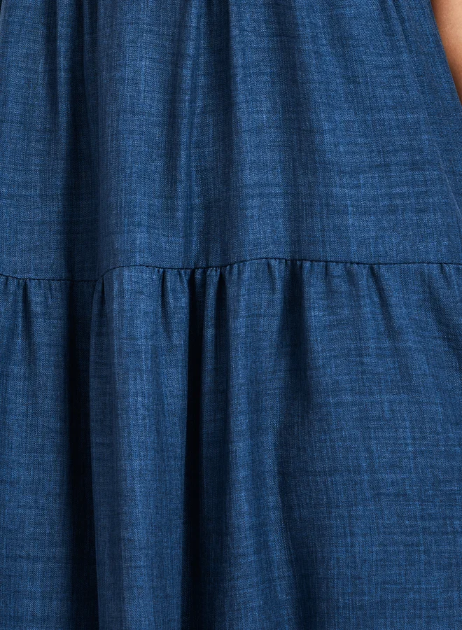 Take Two Tiered Denim Maxi Dress