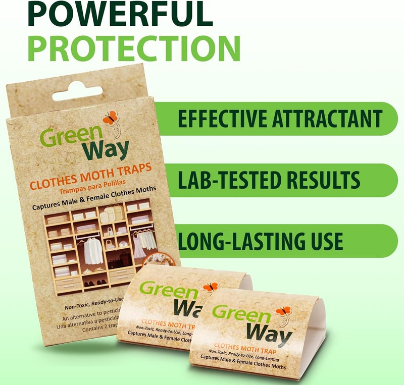 Insects Limited Greenway Clothing Moth Traps with Powerful Pheromone Lures for Effective, Odor-Free Closet Protection, Non-Toxic, Eco-Friendly & Long-Lasting Solution, 1 Packs (Includes 2 Traps & 2 Lures) - Image 3