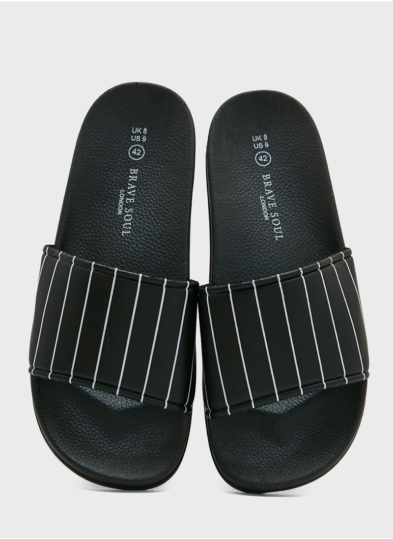 BRAVE SOUL - Brave Soul For Seventy Five Stripe Print Slides - Image 1