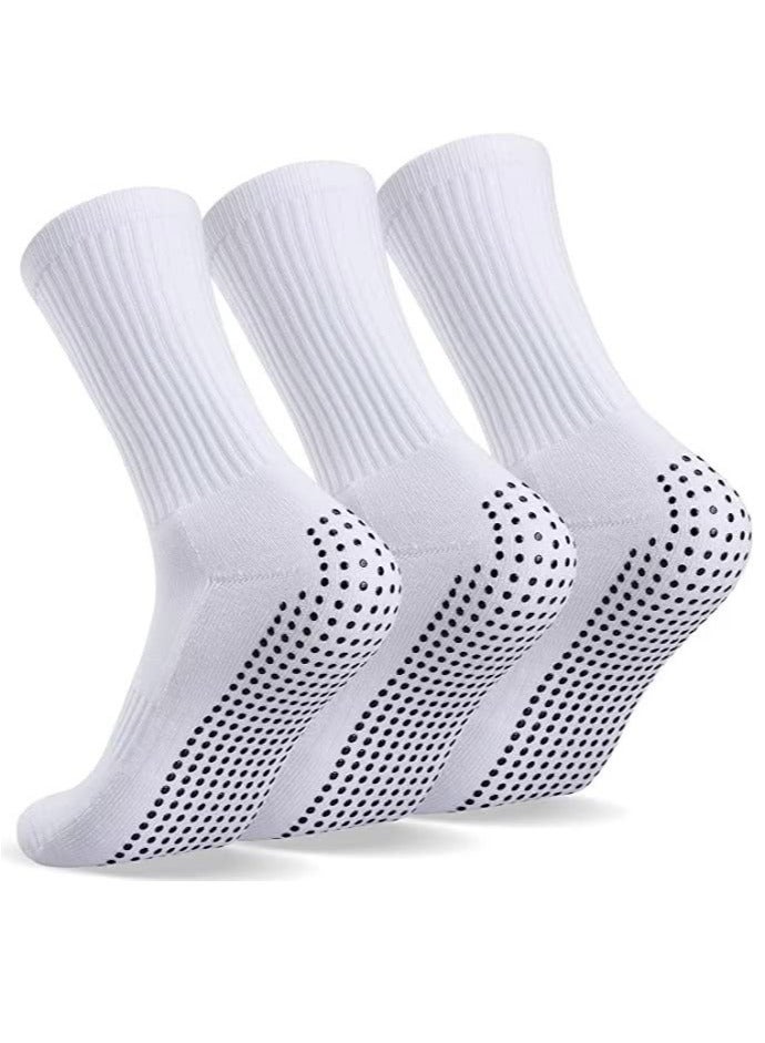 Generic 3 Pairs Grip Socks Football Men Women Anti Slip Sports Grip Socks Breathable Anti Blister Rubber Pads Non Slip Basketball Socks Athletic Grippy Socks For Soccer Running Hiking Boxing Rugby - Image 1