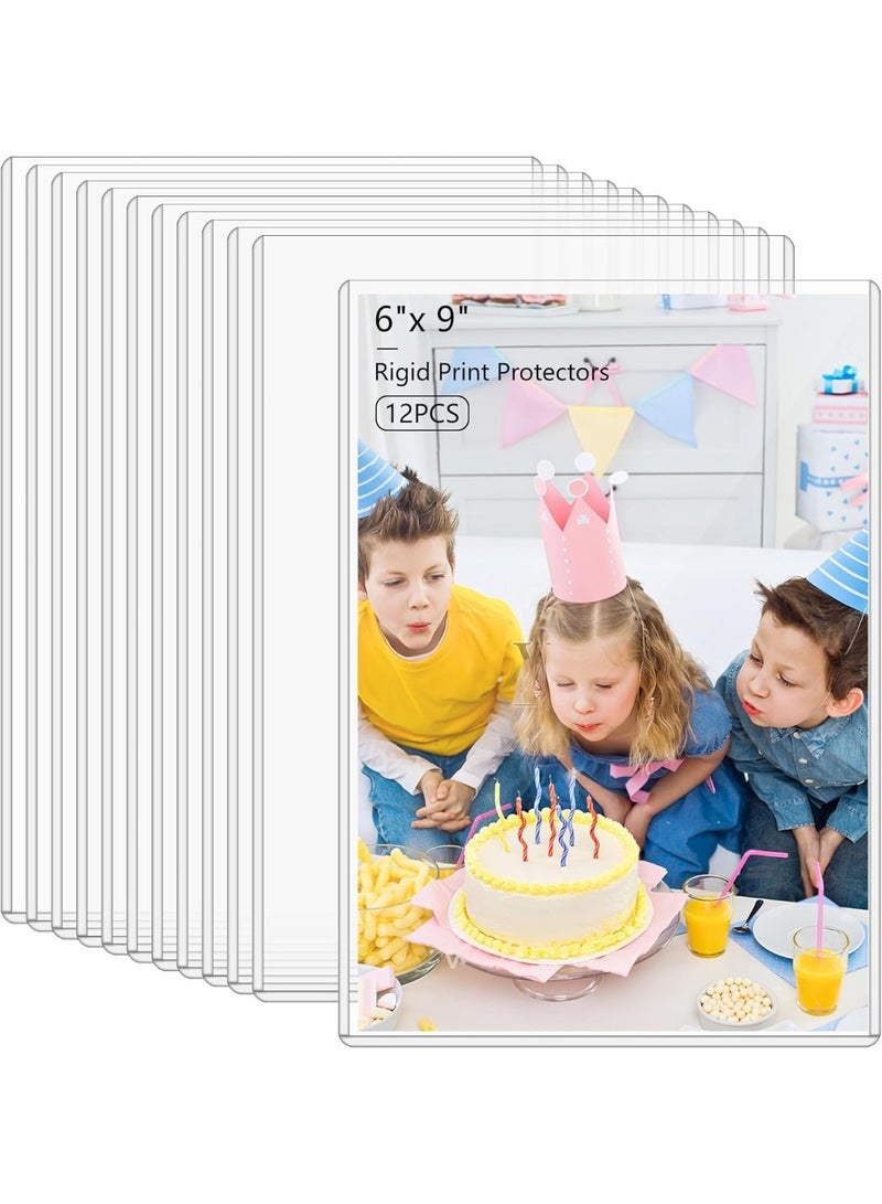 سيوسي 12Pcs Rigid Card Protectors, Top Loading Plastic Sleeves, 6x9 Inch Clear Hard Plastic Sheets for Jumbo Cards, Postcards, Photos, and Trading Cards, Acid-Free Archival Quality Photo Protectors - Image 1