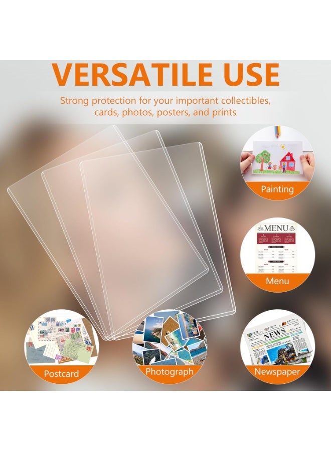 سيوسي 12Pcs Rigid Card Protectors, Top Loading Plastic Sleeves, 6x9 Inch Clear Hard Plastic Sheets for Jumbo Cards, Postcards, Photos, and Trading Cards, Acid-Free Archival Quality Photo Protectors - Image 4