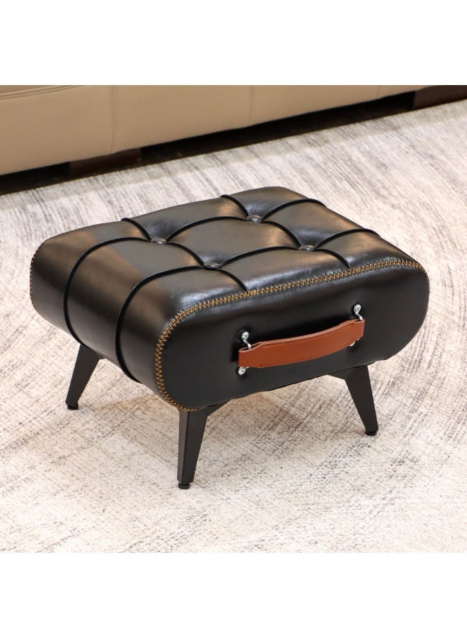 هيكسدريم مسند أقدام عثماني بأرجل معدنية، مسند أقدام من الجلد الصناعي، مقعد أحذية، مقعد للأحذية، مسند أقدام أنيق وعملي لمقاعد إضافية في غرفة المعيشة، المدخل، المكتب - Image 1