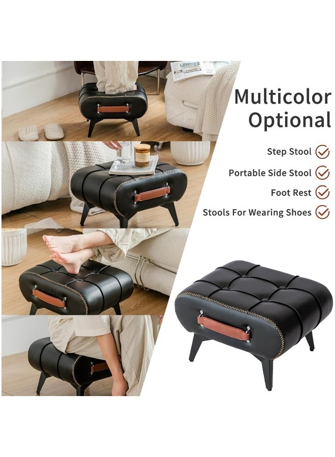 هيكسدريم مسند أقدام عثماني بأرجل معدنية، مسند أقدام من الجلد الصناعي، مقعد أحذية، مقعد للأحذية، مسند أقدام أنيق وعملي لمقاعد إضافية في غرفة المعيشة، المدخل، المكتب - Image 5