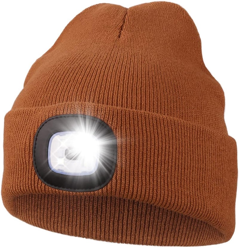 MELASA Unisex Hat with Light, USB Rechargeable Hands Free Headlamp LED Beanie, Winter Gifts for Men Dad Father Husband Him - Image 1