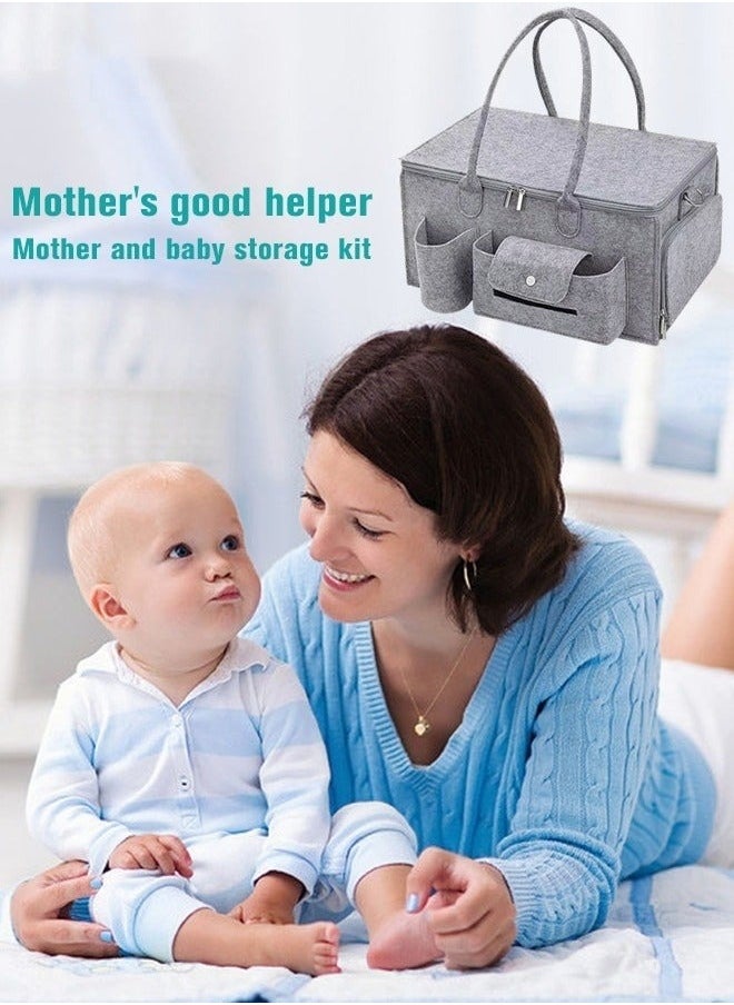 DOOKOO Baby Diaper Caddy Organizer, Portable Diapers Storage Bag with Roll Lid and Removable Dividers for Changing Table or Car, Travel-Friendly  - Image 4