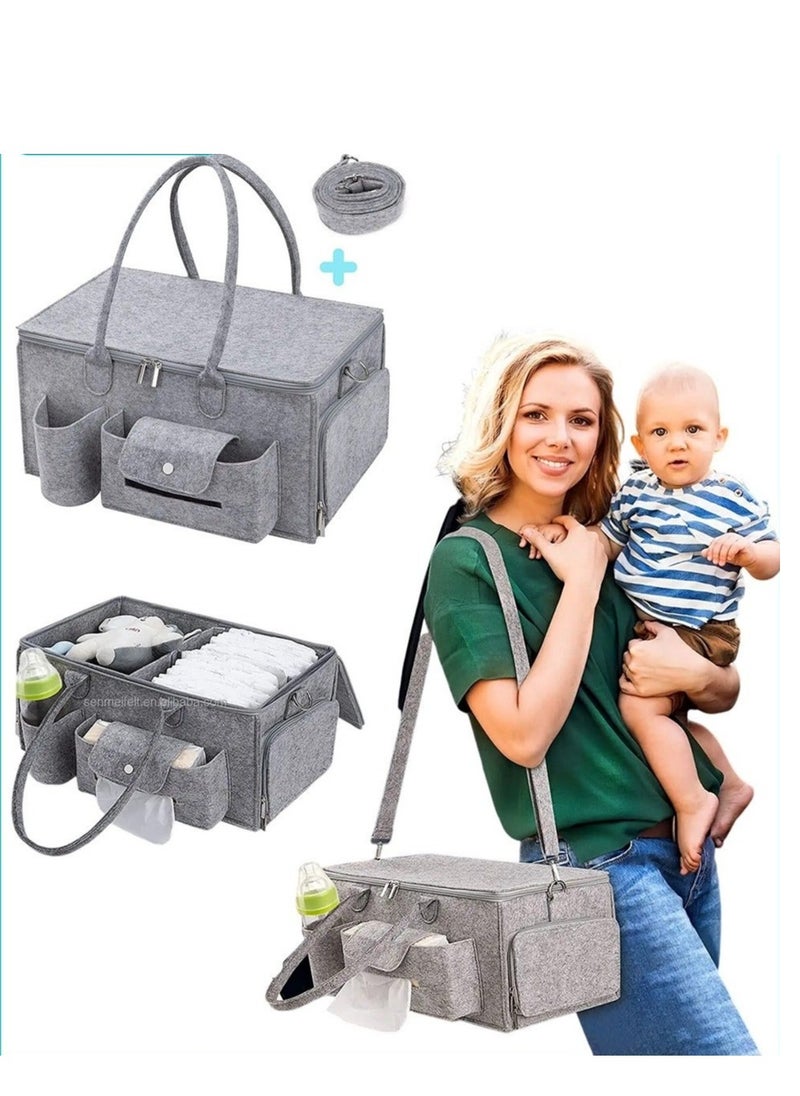 DOOKOO Baby Diaper Caddy Organizer, Portable Diapers Storage Bag with Roll Lid and Removable Dividers for Changing Table or Car, Travel-Friendly  - Image 1