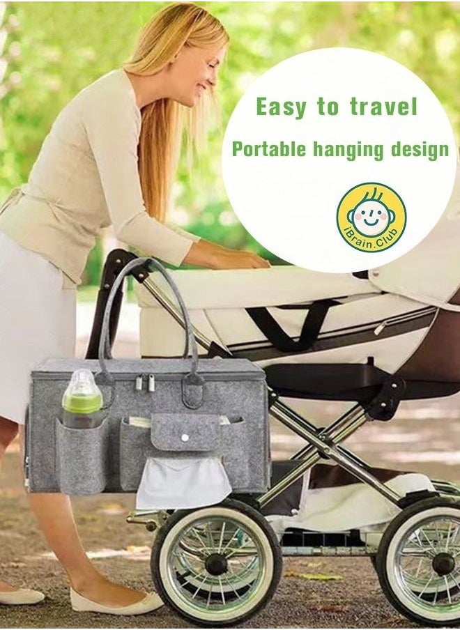 DOOKOO Baby Diaper Caddy Organizer, Portable Diapers Storage Bag with Roll Lid and Removable Dividers for Changing Table or Car, Travel-Friendly  - Image 5