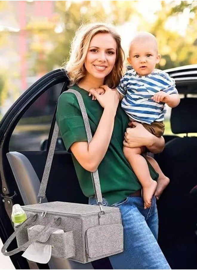 DOOKOO Baby Diaper Caddy Organizer, Portable Diapers Storage Bag with Roll Lid and Removable Dividers for Changing Table or Car, Travel-Friendly  - Image 3