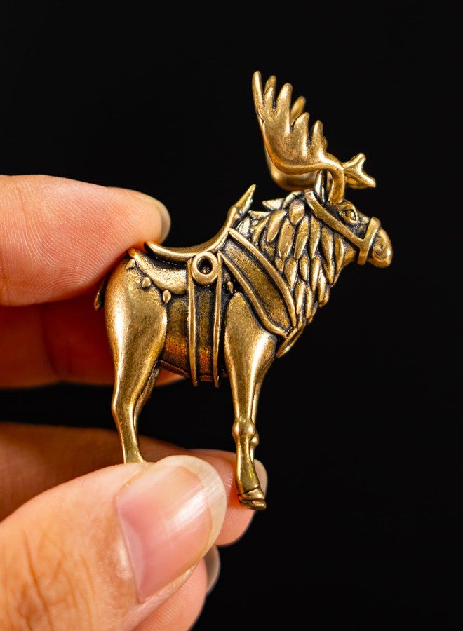 chovy تمثال غزال الرنة النحاسي العتيق الرائع من تشوفي - قطعة واحدة - ديكور فني مثالي للمنزل أو المكتب أو المقهى - مثالي لأرفف الكتب وغرف المعيشة والمكاتب - يضفي سحراً على زينة عيد الميلاد ورأس السنة الجديدة - Image 1