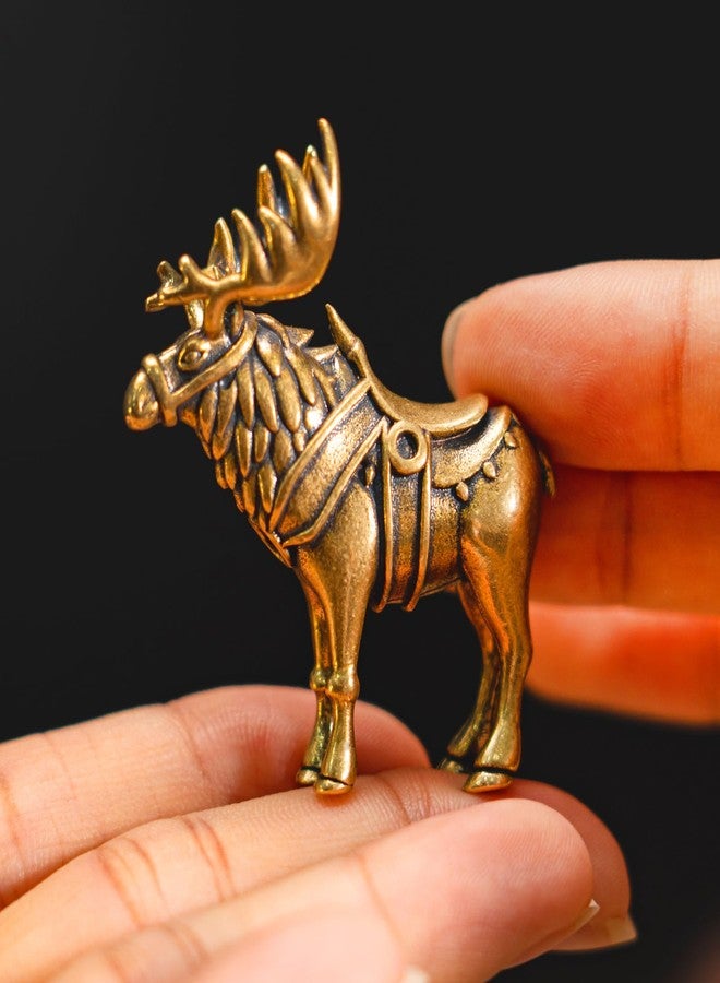 chovy تمثال غزال الرنة النحاسي العتيق الرائع من تشوفي - قطعة واحدة - ديكور فني مثالي للمنزل أو المكتب أو المقهى - مثالي لأرفف الكتب وغرف المعيشة والمكاتب - يضفي سحراً على زينة عيد الميلاد ورأس السنة الجديدة - Image 2