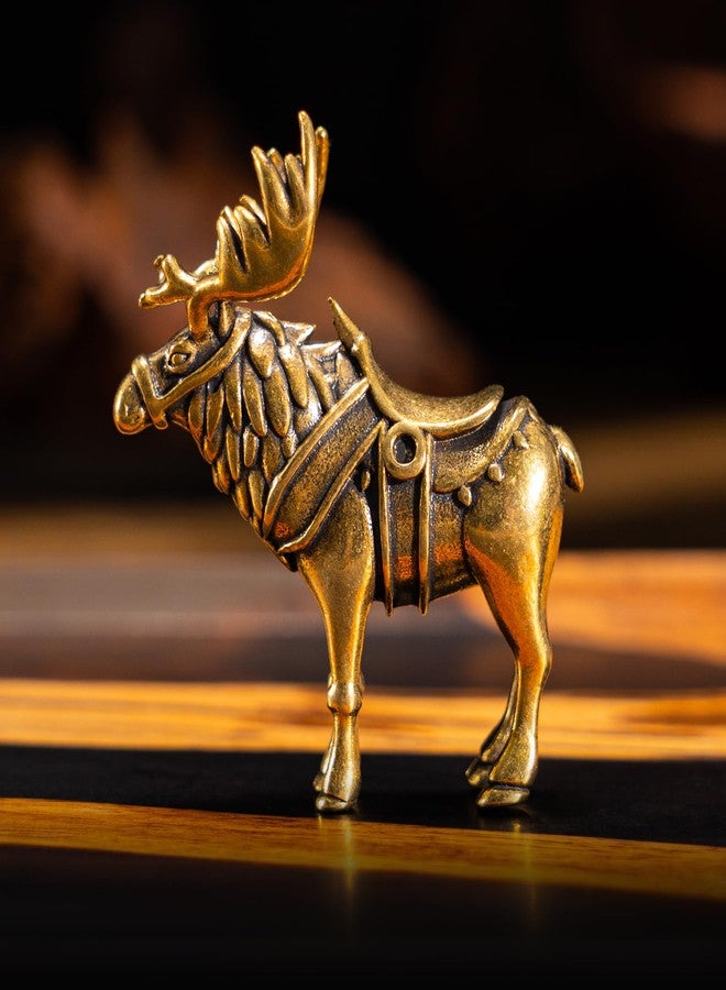 chovy تمثال غزال الرنة النحاسي العتيق الرائع من تشوفي - قطعة واحدة - ديكور فني مثالي للمنزل أو المكتب أو المقهى - مثالي لأرفف الكتب وغرف المعيشة والمكاتب - يضفي سحراً على زينة عيد الميلاد ورأس السنة الجديدة - Image 4