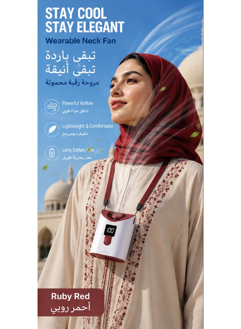 مروحة رقبة محمولة ومروحة خصر 2 في 1 قابلة للارتداء، تدفق هواء قوي 360 درجة بدون استخدام اليدين، شحن USB-C مع عمر بطارية طويل للأماكن الخارجية - Image 1
