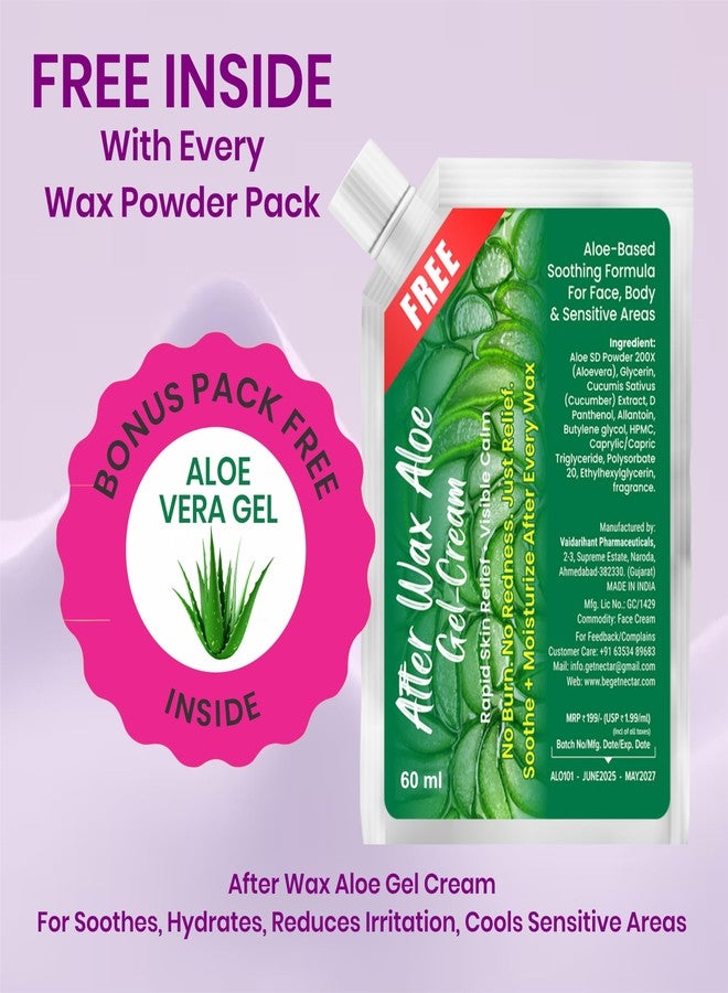 Get Nectar Happiness احصلي على بودرة شمع نكتار هابينس العشبية لإزالة الشعر الفورية | غير مؤلمة وسريعة، خالية من المواد الكيميائية الضارة، متوازنة الحموضة | بدون رائحة | آمنة لمنطقة البكيني والوجه والجسم | بدون آثار جانبية | للجنسين | جل الصبار بعد إزالة الشعر مجاناً 160 غ (100 غ + 60 غ) (بودرة شمع لإزالة السموم من الإبطين) - Image 5