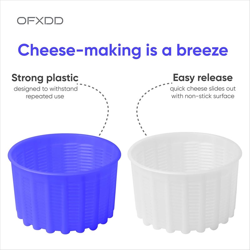 OFXDD Cheese Mold for Cheese Making - Cheese Molds 2 Pcs - Plastic Ricotta Basket 20 oz - Cheese Form Mold for Feta, Camembert, Ricotta - Image 2
