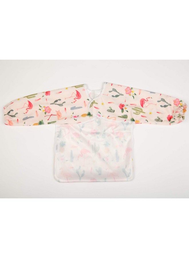 Sigzagor Baby Bib Sleeved Shirt With Pocket 13 Years Old Toddler Painting For Girls (Flamingo Cactus) - Image 4
