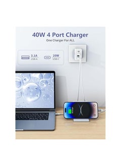 Aioneus USB C Fast Charger 40W 4 Ports Type C Charger Adapter with USB C and USB A PD 3.0 Fast Charger Adapter Multiple Charger Plug for iPhone 15 14 13 12 11 XS XR Pro Max iPad Tablet Pixel  - Image 3