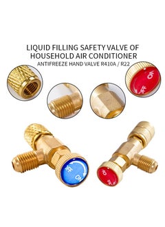 RATSAW 2 Pack Refrigerant Safety Valves for R410a and R22 Air Conditioning  Liquid Safety Valves with 1/4" Adapter for Refrigerant Filling  - Image 2