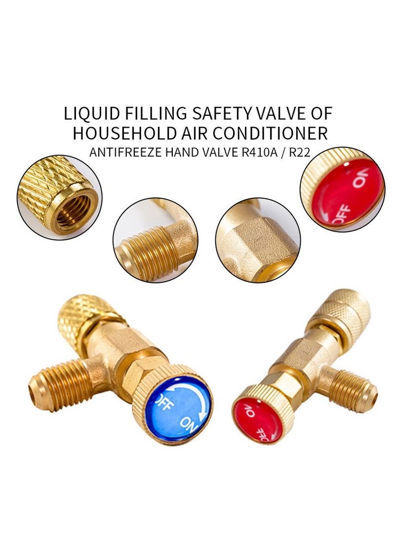 RATSAW 2 Pack Refrigerant Safety Valves for R410a and R22 Air Conditioning  Liquid Safety Valves with 1/4" Adapter for Refrigerant Filling  - Image 2