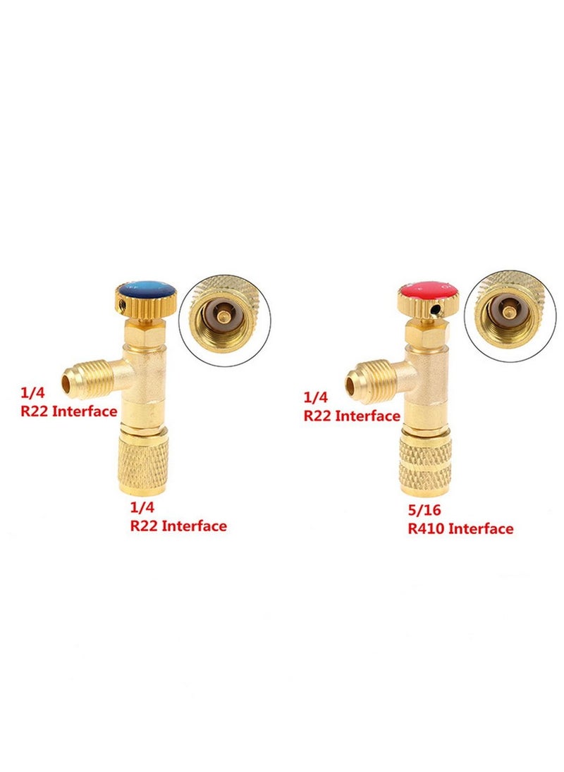 RATSAW 2 Pack Refrigerant Safety Valves for R410a and R22 Air Conditioning  Liquid Safety Valves with 1/4" Adapter for Refrigerant Filling  - Image 4
