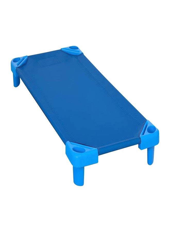 KORE DESIGN LLC KORE Design Stackable Standard Cot, Durable Nap Cots for Toddlers, Portable Stackable Design, Comfortable Childrens Cot Bed for Daycare Preschool, Oval Legs, Blue, (52x23x7) - Image 1