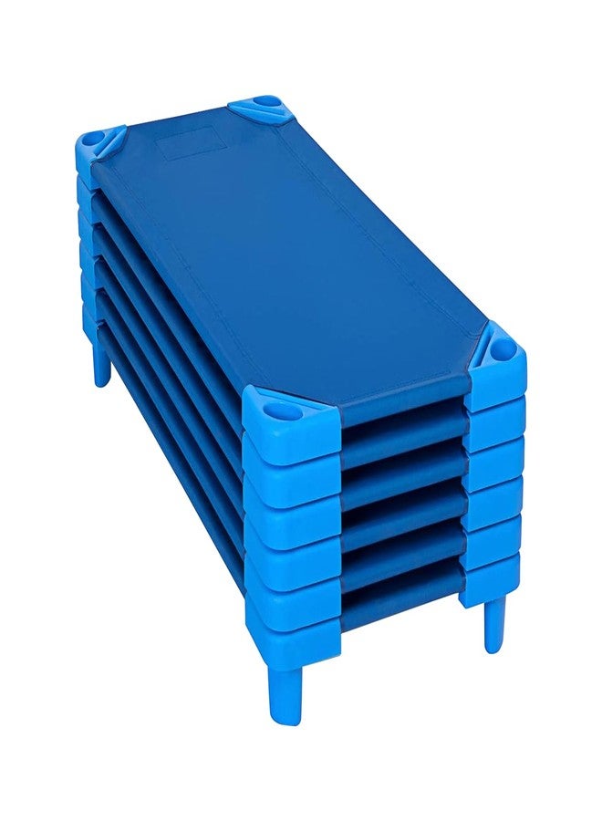 KORE DESIGN LLC KORE Design Stackable Standard Cot, Durable Nap Cots for Toddlers, Portable Stackable Design, Comfortable Childrens Cot Bed for Daycare Preschool, Oval Legs, Blue, (52x23x7) - Image 4