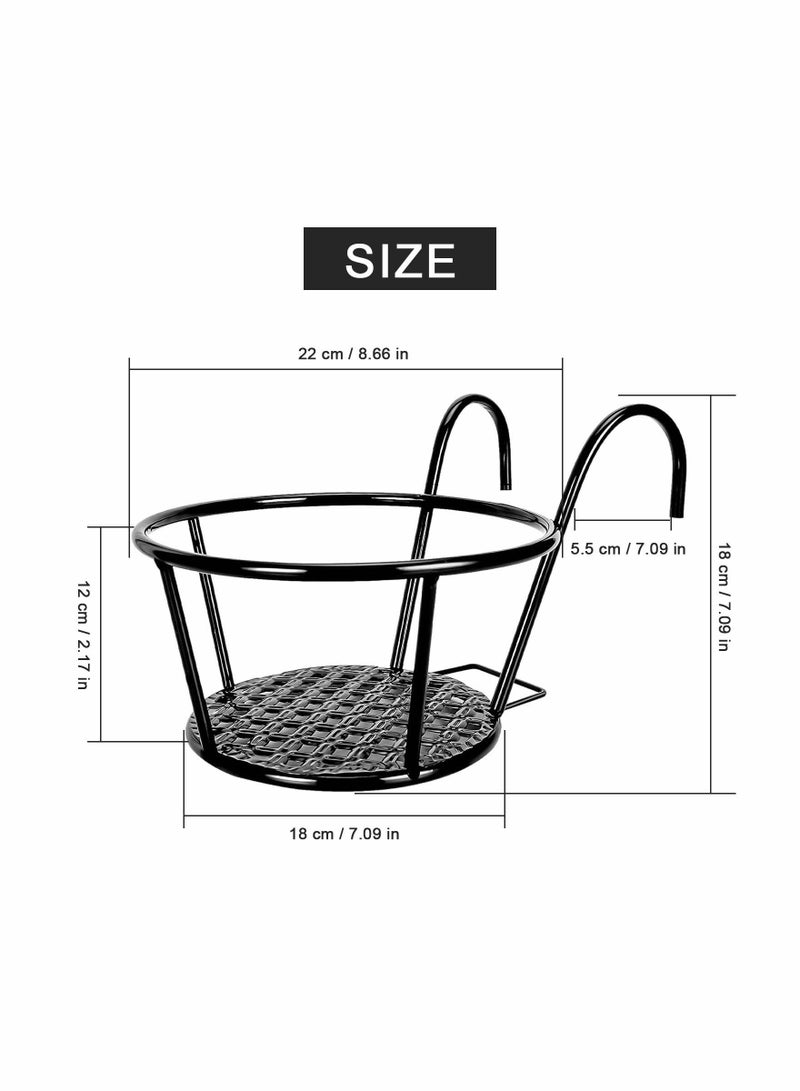 SYOSI Hanging Rail Planter Baskets,7 Inch Metal Gardening Wrought Iron Hanging Flower Baskets for Patio Garden, Balcony, Living Room, Bedroom 3 Pack - Image 2