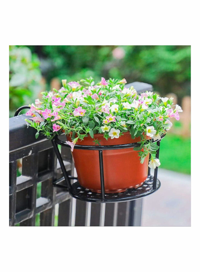 SYOSI Hanging Rail Planter Baskets,7 Inch Metal Gardening Wrought Iron Hanging Flower Baskets for Patio Garden, Balcony, Living Room, Bedroom 3 Pack - Image 4