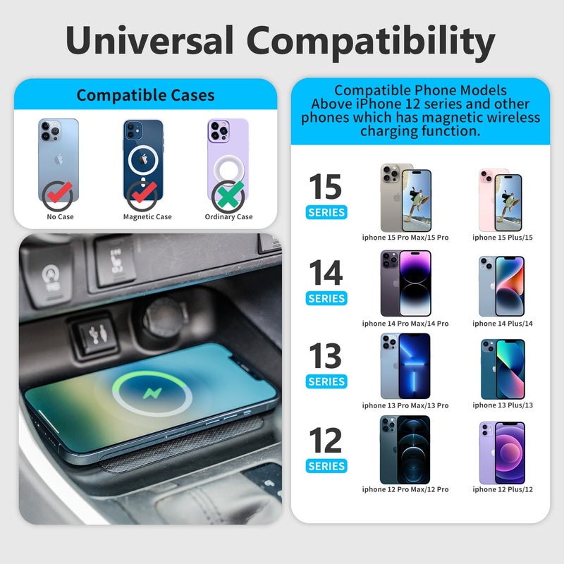 Xipoo Wireless Charger Compatible with 2014-2021 Toyota Tundra Wireless Charger Magnetic Charging Tray Pad Replacement for 2014-2021 Toyota Tundra Accessories - Image 3